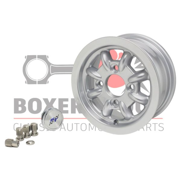 Wheel. Minispares 4.5×10 Silver New Type Wheel ‘S’ Offset