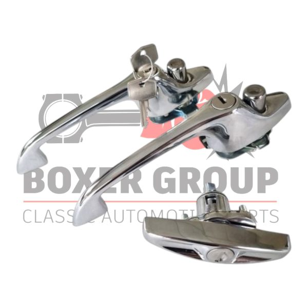 Door and Boot Handle Set Chrome (Wind Up Window Cars)