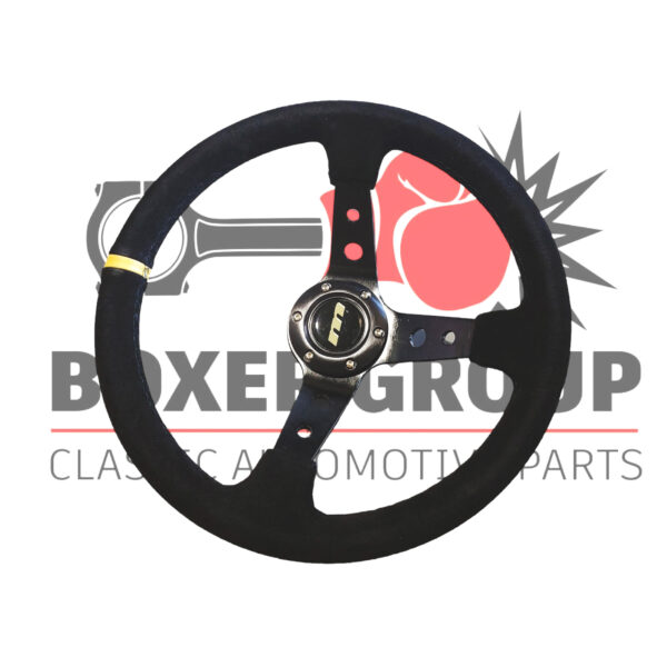 340 mm 3 Spoke Alcantara Steering Wheel  –  Black Centre Chrome Boss Kit