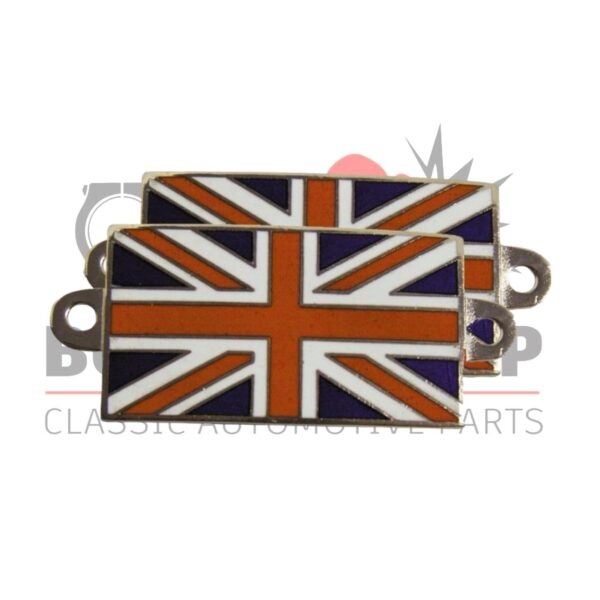 Pair Of Union Jack Enameled Badges In Red White Blue – Bolt On