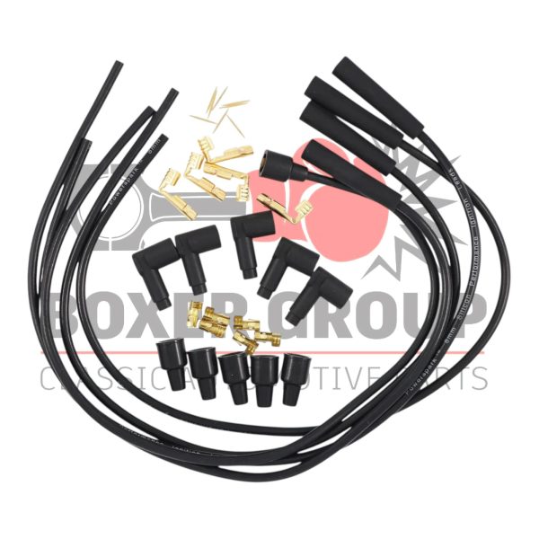 Set of 4 Cylinder HT Leads, Angled Spark Plug Terminals with Bare Ends & Terminal Pack